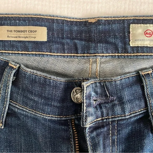AG Adriano Goldschmied Women's Tomboy Dark Blue Cropped Jeans Sz 28 - Picture 6 of 7